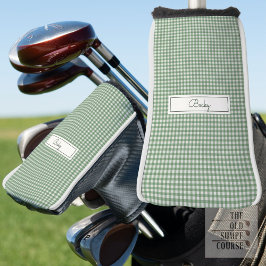 Gingham Pattern in Green with Name Golf Headcover