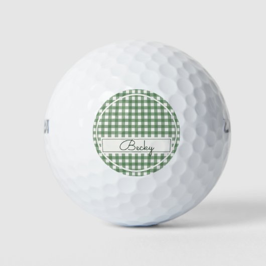 Gingham Pattern in Green with Name Golfball (Vorderseite)
