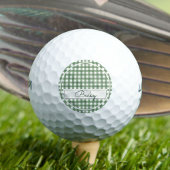 Gingham Pattern in Green with Name Golfball