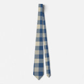 Gingham Pattern in Navy Blue, Cream Krawatte (Vorderseite)