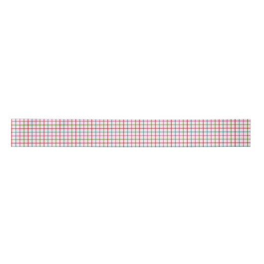 Gingham Pattern in Pink, Red, Green and Turquoise Satinband (Vorderseite)