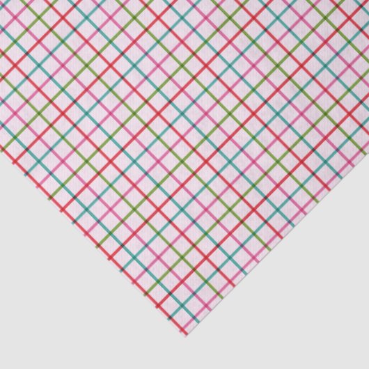 Gingham Pattern in Pink, Red, Green and Turquoise Seidenpapier (Detail)
