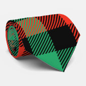 Gingham Pattern in Rot, Grün und Schwarz Krawatte (Gerollt)