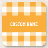 Gingham Pattern Individuelle Name Getränkeuntersetzer (Vorderseite)