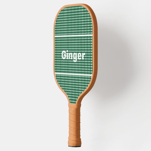 Gingham Pattern Moderne Monogram Pickleball Schläger (Links)