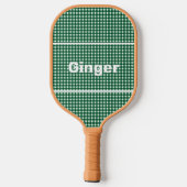Gingham Pattern Moderne Monogram Pickleball Schläger (Rückseite)