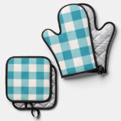 Gingham Pattern Ofenhandschuh & Topflappen-Set (Vorderseite/Rückseite)