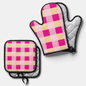 Gingham Pattern Ofenhandschuh & Topflappen-Set (Vorderseite/Rückseite)