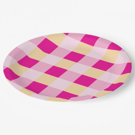 Gingham Pattern Pappteller (Schrägansicht)