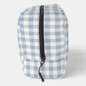 Gingham Pattern Plaid Preppy Check Blue White Name Waschbeutel (Rechts)