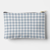 Gingham Pattern Plaid Preppy Check Blue White Name Zubehörtasche (Rückseite)