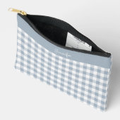 Gingham Pattern Plaid Preppy Check Blue White Name Zubehörtasche (Offen)
