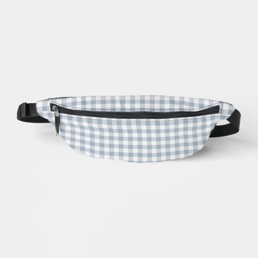 Gingham Pattern Preppy Checkered White Muted Blue Bauchtasche (Vorderseite)