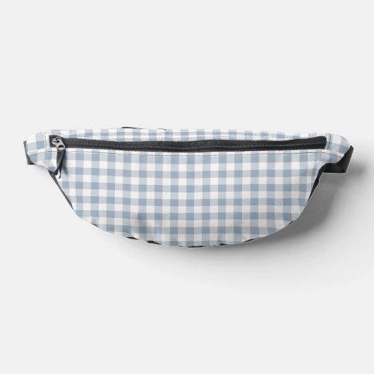 Gingham Pattern Preppy Checkered White Muted Blue Bauchtasche (Ablage )