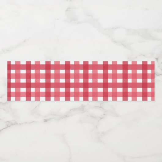 Gingham Pattern: Red Wasserflaschenetikett (Einzelnes Label)