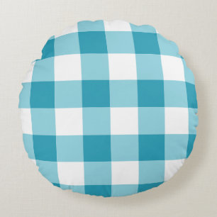 Gingham Pattern Rundes Kissen