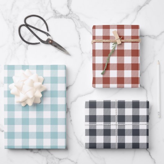 Gingham Pattern Set Fall Holiday Geschenkpapier Set (Vorderseite)