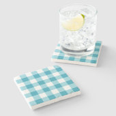 Gingham Pattern Steinuntersetzer (Seitenansicht)