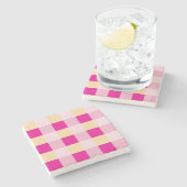 Gingham Pattern Steinuntersetzer (Seitenansicht)
