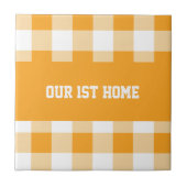 Gingham Pattern Unsere 1. Zuhause Fliese (Vorderseite)