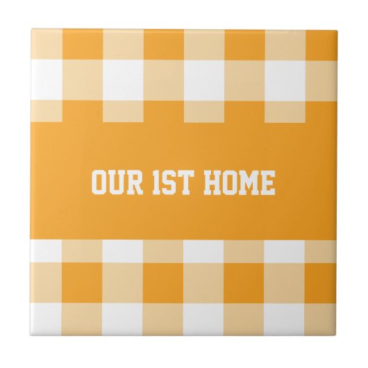 Gingham Pattern Unsere 1. Zuhause Fliese (Vorderseite)