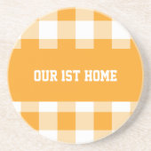 Gingham Pattern Unsere 1. Zuhause Getränkeuntersetzer (Vorne)