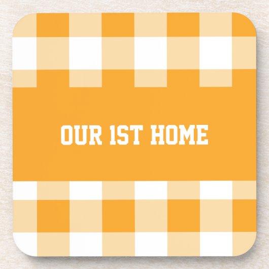 Gingham Pattern Unsere 1. Zuhause Getränkeuntersetzer (Vorderseite)