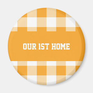 Gingham Pattern Unsere 1. Zuhause Magnet