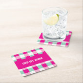 Gingham Pattern Unsere 1. Zuhause Rechteckiger Pappuntersetzer (Vor Ort)