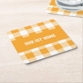 Gingham Pattern Unsere 1. Zuhause Rechteckiger Pappuntersetzer (angewinkelt)