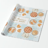 Gingham Pattern Watercolor Pastries Backbäckerei Geschenkpapier (Ungerollt)