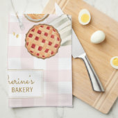 Gingham Pattern Watercolor Pastries Backbäckerei Geschirrtuch (Viertel Falte)