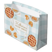 Gingham Pattern Watercolor Pastries Backbäckerei Große Geschenktüte (Rückseite Schrägansicht)