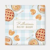 Gingham Pattern Watercolor Pastries Backbäckerei Magnet (Vorne)