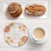 Gingham Pattern Watercolor Pastries Backbäckerei Pappteller