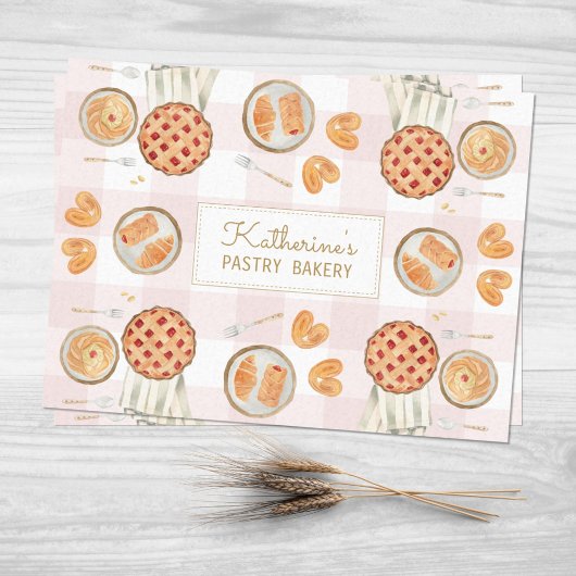 Gingham Pattern Watercolor Pastries Backbäckerei Seidenpapier