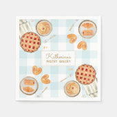 Gingham Pattern Watercolor Pastries Backbäckerei Serviette (Vorderseite)
