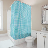 Gingham-patterned shower curtain in teal and white duschvorhang (Beispiel)