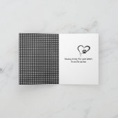 Gingham Pawprint Herz für den Verlust der Katze Karte (Innenseite)