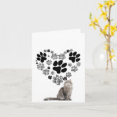 Gingham Pawprint Herz für den Verlust der Katze Karte (Gelbe Blume)