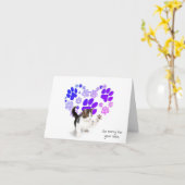 Gingham Pawprint Herz für den Verlust der Katze Karte (Gelbe Blume)