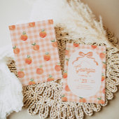 Gingham Peach Birthday Einladung