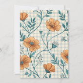 Gingham Peach Floral Baby Shower Einladung (Rückseite)