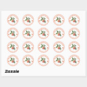 Gingham Peach Label für Wasserfarben Runder Aufkleber (Blatt)