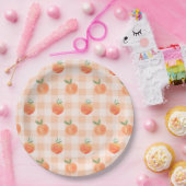 Gingham Peach Paper Plates Pappteller (Party)