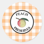 Gingham Peach Preserve Runder Aufkleber (Vorderseite)