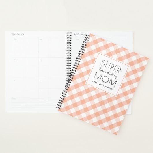 Gingham Peach und White Super Homeschool Mama Planer (Anzeige)