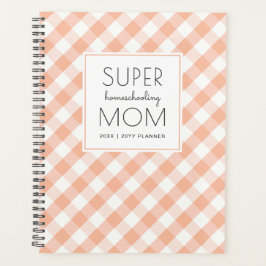 Gingham Peach und White Super Homeschool Mama Planer