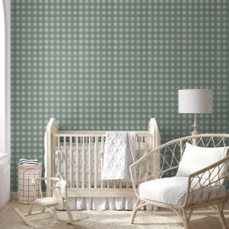Gingham-Peel-and-Stick-Tapete - Salbeigrün Tapete