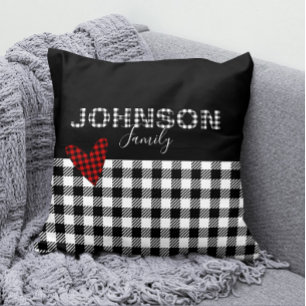 Gingham Personalisiert Black and White Buffalo Kar Kissen